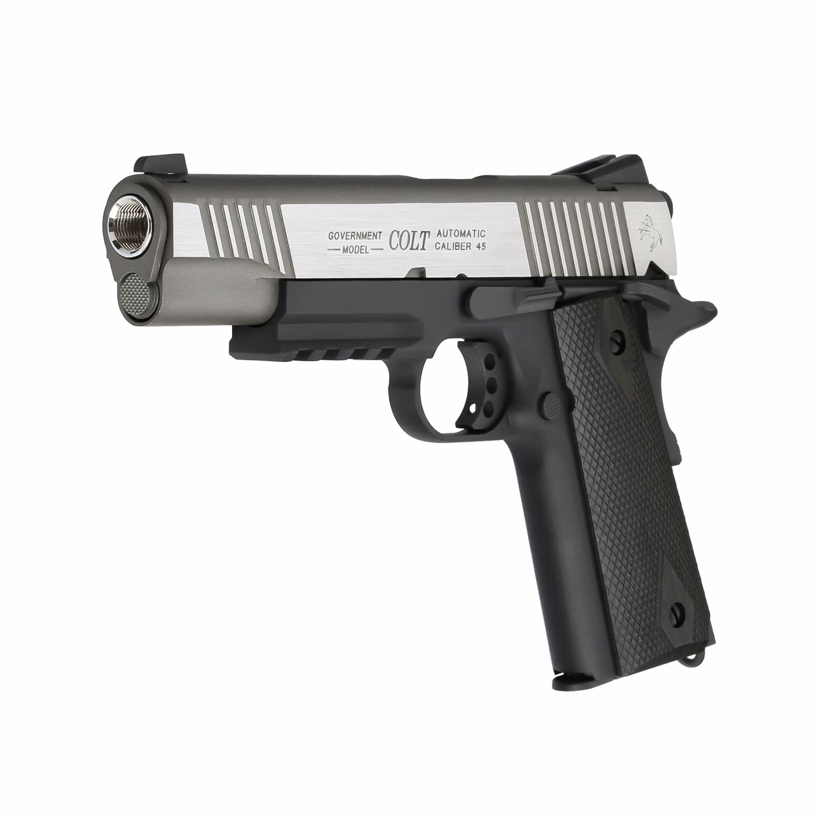 Colt 1911 Railgun Softair Co2 Pistole Bicolor Kaliber 6 Mm BB Blowbac