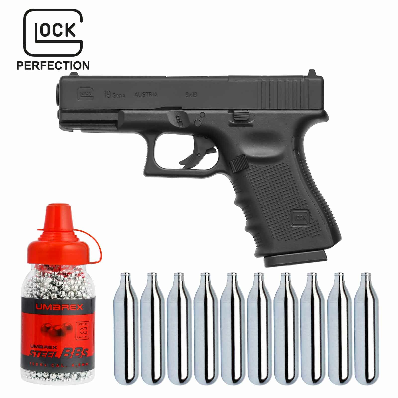 SET Umarex Glock 19 Gen4 MOS Co2 Pistole Kaliber 4 5 Mm Stahl BB P18