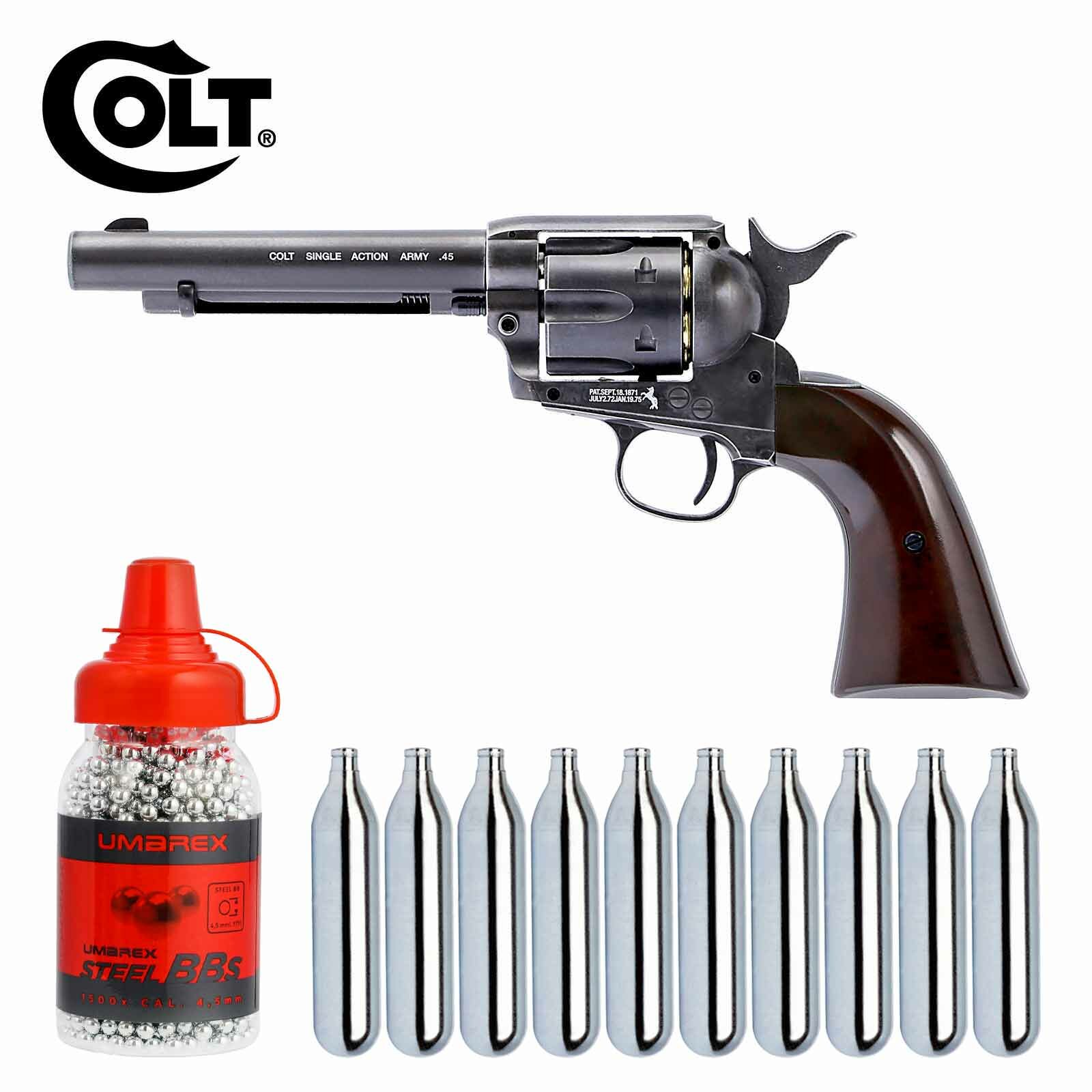 Komplettset Colt Single Action Army® 45 antik Co2-Revolver Kaliber 