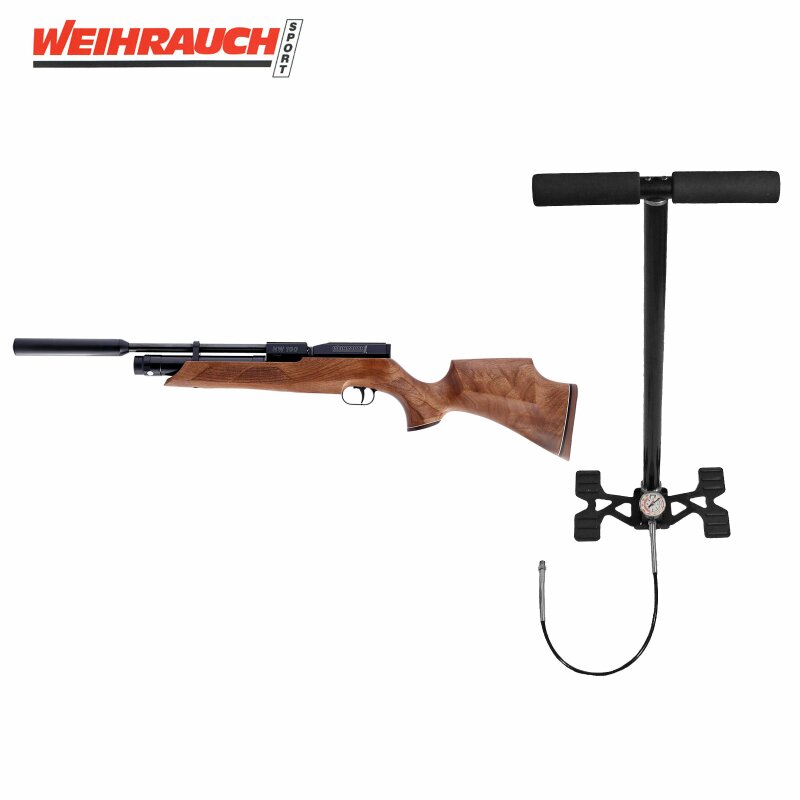 SET Weihrauch HW 100 SK Pressluftgewehr mit Schalldämpfer 4,5 mm (P18) + Pressluftpumpe