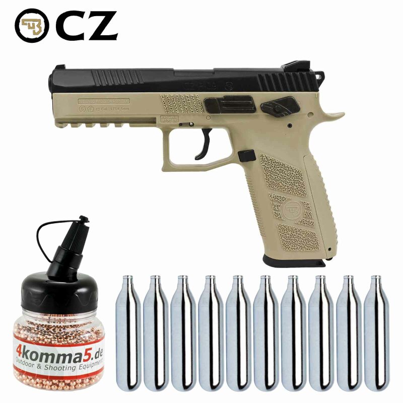 SET CZ 75 P-09 Duty Bicolor 4,5 mm Stahl BB/Diabolo Co2-Pistole Blow Back (P18)