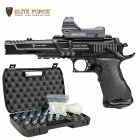 Komplettset Elite Force Race Gun Vollmetall Softair-Co2-Pistole Kaliber 6 mm BB Blowback (P18) + Leuchtpunktzielgerät