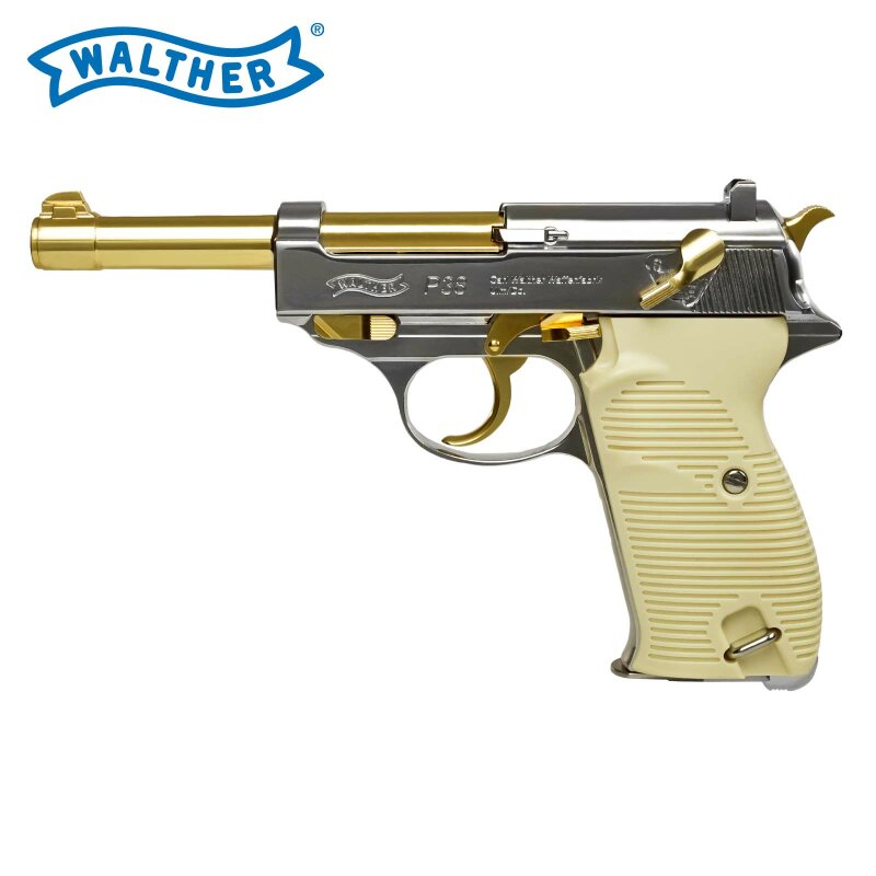 Walther P38 Gold - 4,5 mm Stahl BB Blow Back Co2-Pistole (P18)