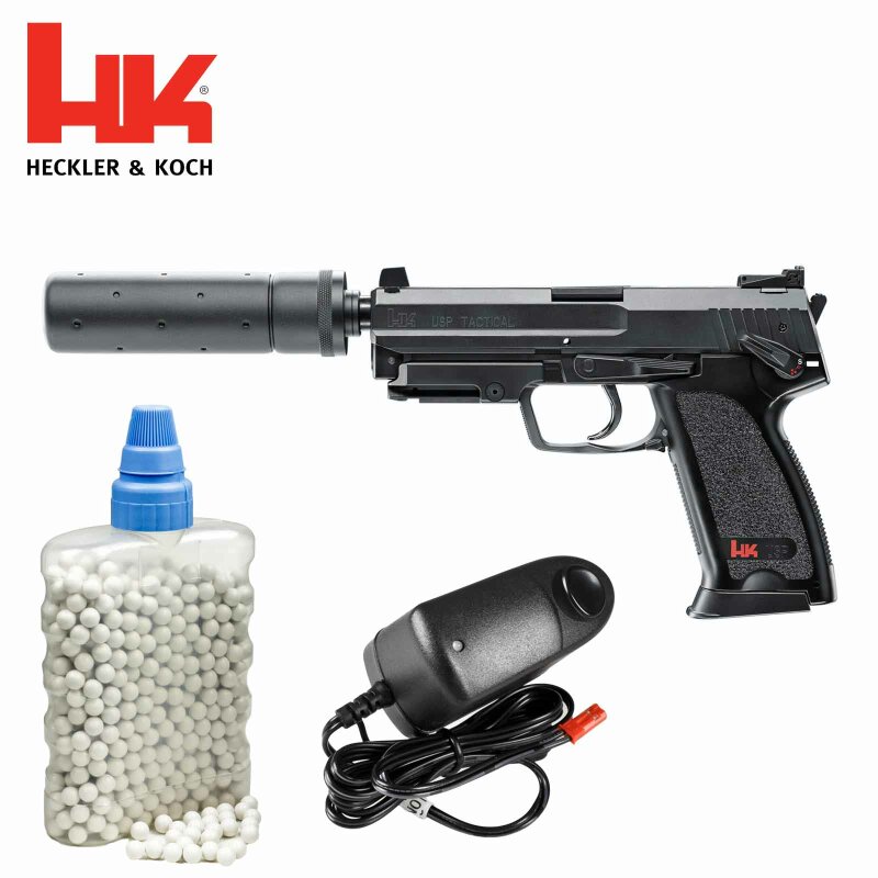 SET Heckler & Koch USP Tactical AEP Softair-Pistole 6 mm BB (P14) + 800 BB