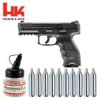 SET Heckler & Koch VP9 Schwarz - 4,5 mm Stahl BB Blowback Co2-Pistole (P18)