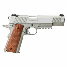 Komplettset Colt 1911 Railgun Stainless Vollmetall Softair-Co2-Pistole Kaliber 6 mm BB Blowback (P18)