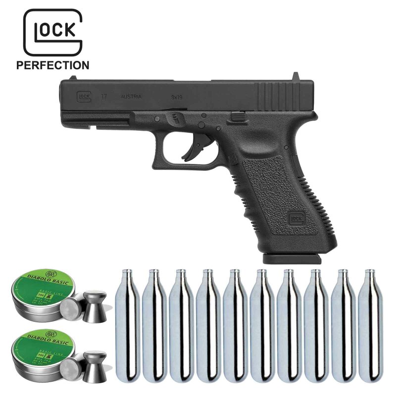 SET Glock 17 Co2-Pistole Kaliber 4,5 mm Stahl BB / Diabolo Blowback (P18)