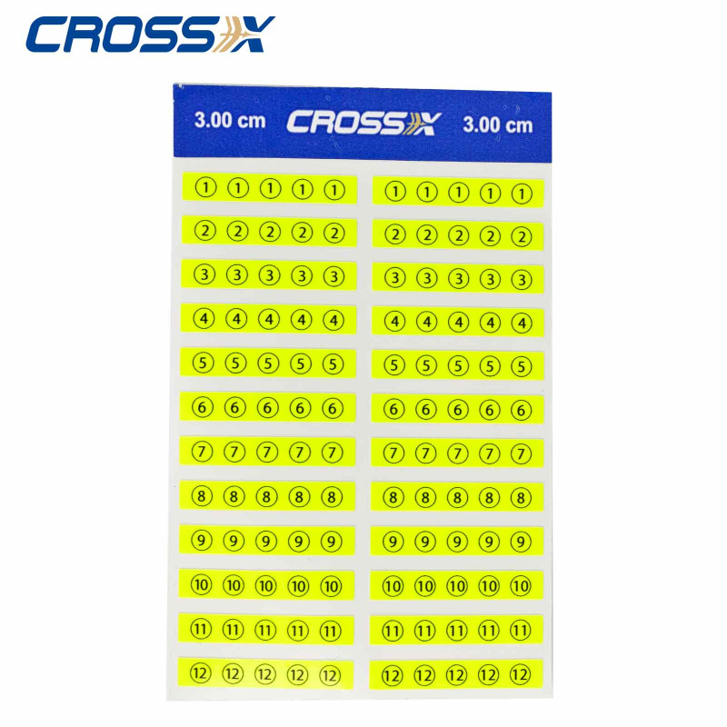 Cross-X Arrow Wraps mit Nummern 3 cm lang 24 Stück Leuchtend Gelb