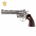 Denix Dekomodell Python Revolver 6 Zoll Lauf 1955 - Vernickelt - Braune Griffschalen