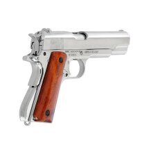 Denix Dekomodell 45er Colt Government M1911A1 Automatik Vernickelt - Holzgriffschalen