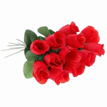 12 Kunstblumen Motiv Heckenrose Rot 24 cm für...