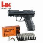 SET Heckler & Koch P30 Schreckschuss Pistole Schwarz 9 mm P.A.K. (P18) + 50 Platzpatronen 9 mm P.A.K.