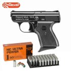 SET Record Modell 15-9 Schreckschuss Pistole brüniert 9 mm P.A.K. (P18) + 50 Platzpatronen 9 mm P.A.K.