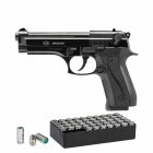 SET Ekol Firat Magnum Schreckschuss Pistole brüniert 9 mm P.A.K. (P18) + 50 Platzpatronen 9 mm P.A.K.