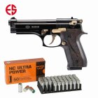 SET Ekol Firat Magnum Schreckschuss Pistole Schwarz-Gold 9 mm P.A.K. (P18) + 50 Platzpatronen 9 mm P.A.K.