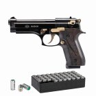 SET Ekol Firat Magnum Schreckschuss Pistole Schwarz-Gold 9 mm P.A.K. (P18) + 50 Platzpatronen 9 mm P.A.K.