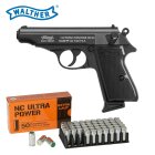 SET Walther PP Schreckschuss Pistole Schwarz 9 mm P.A.K. (P18) + 50 Platzpatronen 9 mm P.A.K.