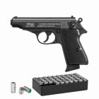 SET Walther PP Schreckschuss Pistole Schwarz 9 mm P.A.K. (P18) + 50 Platzpatronen 9 mm P.A.K.