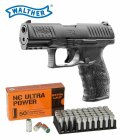 SET Walther PPQ M2 Schreckschuss Pistole Schwarz 9 mm P.A.K. (P18) + 50 Platzpatronen 9 mm P.A.K.