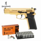 SET Browning GPDA 9 Schreckschuss Pistole Gold Finish 9 mm P.A.K. (P18) + 50 Platzpatronen 9 mm P.A.K.