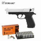 SET Zoraki 918 Schreckschuss Pistole Matt Chrom 9 mm P.A.K. (P18) + 50 Platzpatronen 9 mm P.A.K.