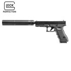 Glock 17  mit Laufgewinde Co2-Pistole Kaliber 4,5 mm Stahl BB / Diabolo Blowback (P18) + Schalldämpfer