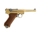 WE P08  Vollmetall Softair-Pistole Gold Kaliber 6 mm BB Gas Blowback (P18)