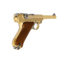 Komplettset WE P08  Vollmetall Softair-Pistole Gold Kaliber 6 mm BB Gas Blowback (P18)