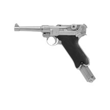 Komplettset WE P08  Vollmetall Softair-Pistole Silber Kaliber 6 mm BB Gas Blowback (P18)