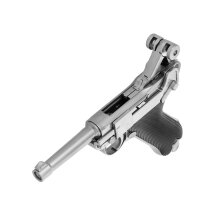 Komplettset WE P08  Vollmetall Softair-Pistole Silber Kaliber 6 mm BB Gas Blowback (P18)