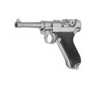 Komplettset WE P08  Vollmetall Softair-Pistole Silber Kaliber 6 mm BB Gas Blowback (P18)