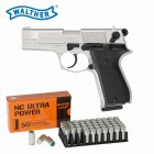 SET Walther P88 Schreckschuss Pistole Nickel 9 mm P.A.K. (P18) + 50 Platzpatronen 9 mm P.A.K.