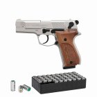 SET Walther P88 Schreckschuss Pistole Nickel 9 mm P.A.K. (P18) + 50 Platzpatronen 9 mm P.A.K.