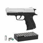 SET Retay X TREME Schreckschuss Pistole Nickel 9 mm P.A.K. (P18) + 50 Platzpatronen 9 mm P.A.K.