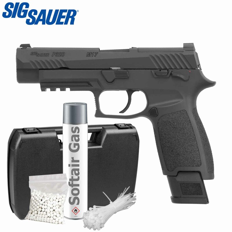 Komplettset Sig Sauer Proforce M17 Softair-Pistole Schwarz Kaliber 6 mm BB Gas Blowback (P18)