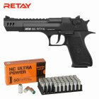 SET Retay Big Fifty XL Black Schreckschuss Pistole 9 mm P.A.K. (P18) + 50 Platzpatronen 9 mm P.A.K.