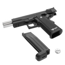 WE Hi-Capa 5.1 R Vollmetall Softair-Co2-Pistole Schwarz Kaliber 6 mm BB Blowback (P18)