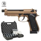 Komplettset KJ Works M9 A1 TBC Vollmetall Softair-Co2-Pistole Tan Kaliber 6 mm BB Blowback (P18)