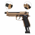 Komplettset KJ Works M9 A1 TBC Vollmetall Softair-Co2-Pistole Tan Kaliber 6 mm BB Blowback (P18)