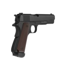 Komplettset KJ Works M1911 Vollmetall Softair-Co2-Pistole Schwarz/Braun Kaliber 6 mm BB Blowback (P18)