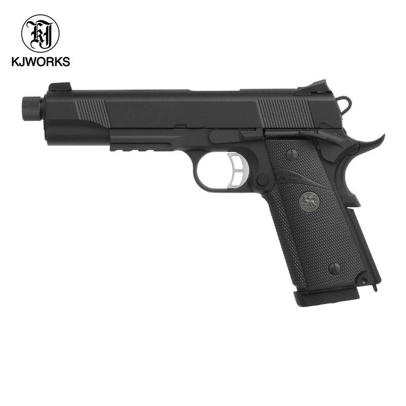 KJ Works M1911 MEU TBC Vollmetall Softair-Co2-Pistole Schwarz Kaliber 6 mm BB Blowback (P18)