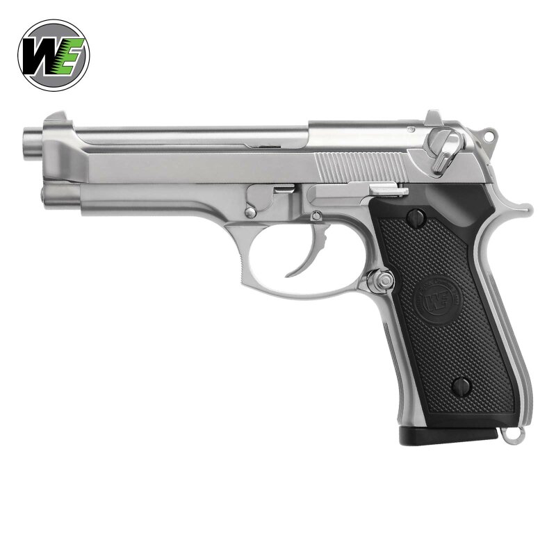 WE M9 Vollmetall Softair-Co2-Pistole Silber Kaliber 6 mm BB Blowback (P18)