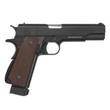 Komplettset WE M1911 A1 Vollmetall Softair-Co2-Pistole Schwarz/Braun Kaliber 6 mm BB Blowback (P18)