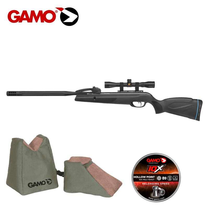 SET Gamo Luftgewehr Replay 10 Maxxim Knicklauf 10- Schuss - Multishot - Kaliber 5,5 mm Diabolo (P18) + 4x32 WR Zielfernrohr