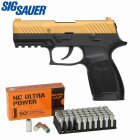 SET Sig Sauer P320 Schreckschuss Pistole Gold 9 mm P.A.K. (P18) + 50 Platzpatronen 9 mm P.A.K.