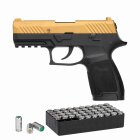 SET Sig Sauer P320 Schreckschuss Pistole Gold 9 mm P.A.K. (P18) + 50 Platzpatronen 9 mm P.A.K.