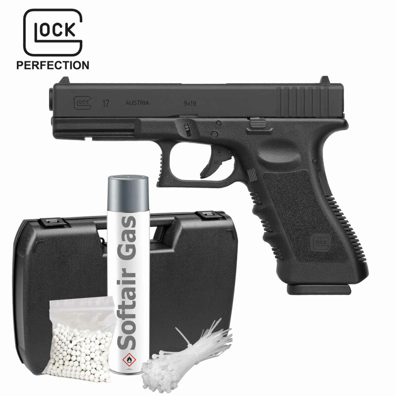 Komplettset Glock 17 Softair-Pistole Kaliber 6 mm BB Gas Blowback (P18)