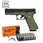 SET Glock 17 Gen5 Schreckschuss Pistole Battlefield Green 9 mm P.A.K. (P18) + 50 Platzpatronen 9 mm P.A.K.