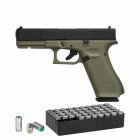 SET Glock 17 Gen5 Schreckschuss Pistole Battlefield Green 9 mm P.A.K. (P18) + 50 Platzpatronen 9 mm P.A.K.