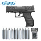 SET Walther Defense Training Marker T4E PDP Compact 4" - cal .43 Schwarz (P18) + Rubberballs T4E 100 Stück